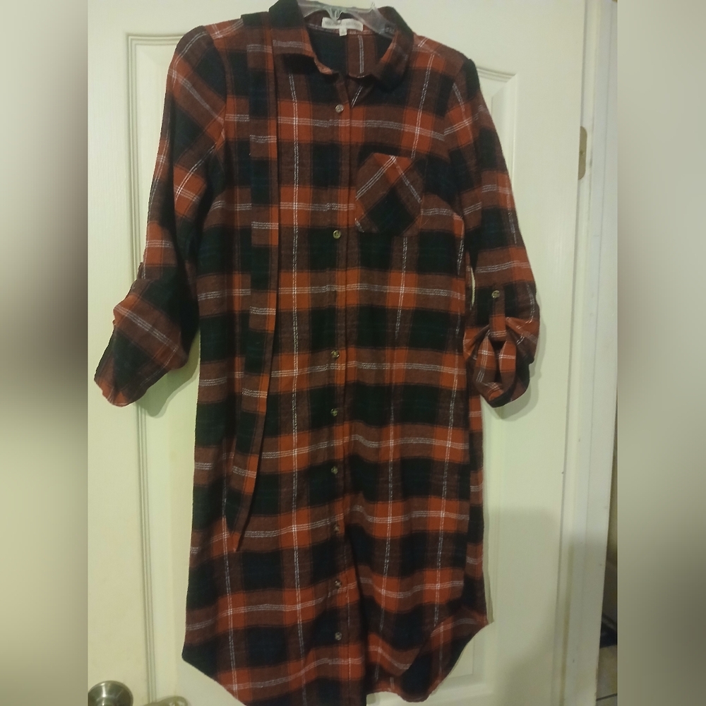 Plaid Button-Up Shirt Dress